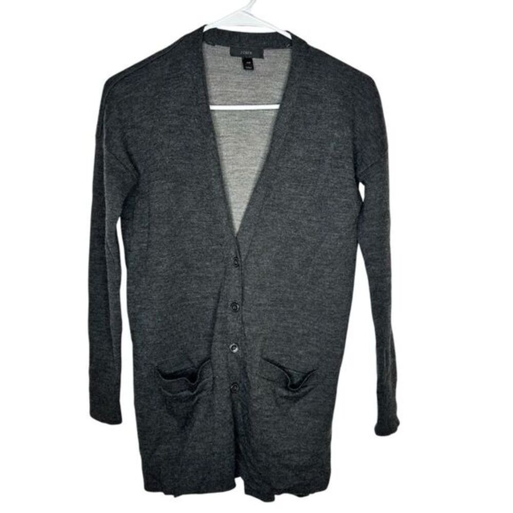 J.Crew Merino Wool Double‎ Knit Long Cardigan Sweater XXS